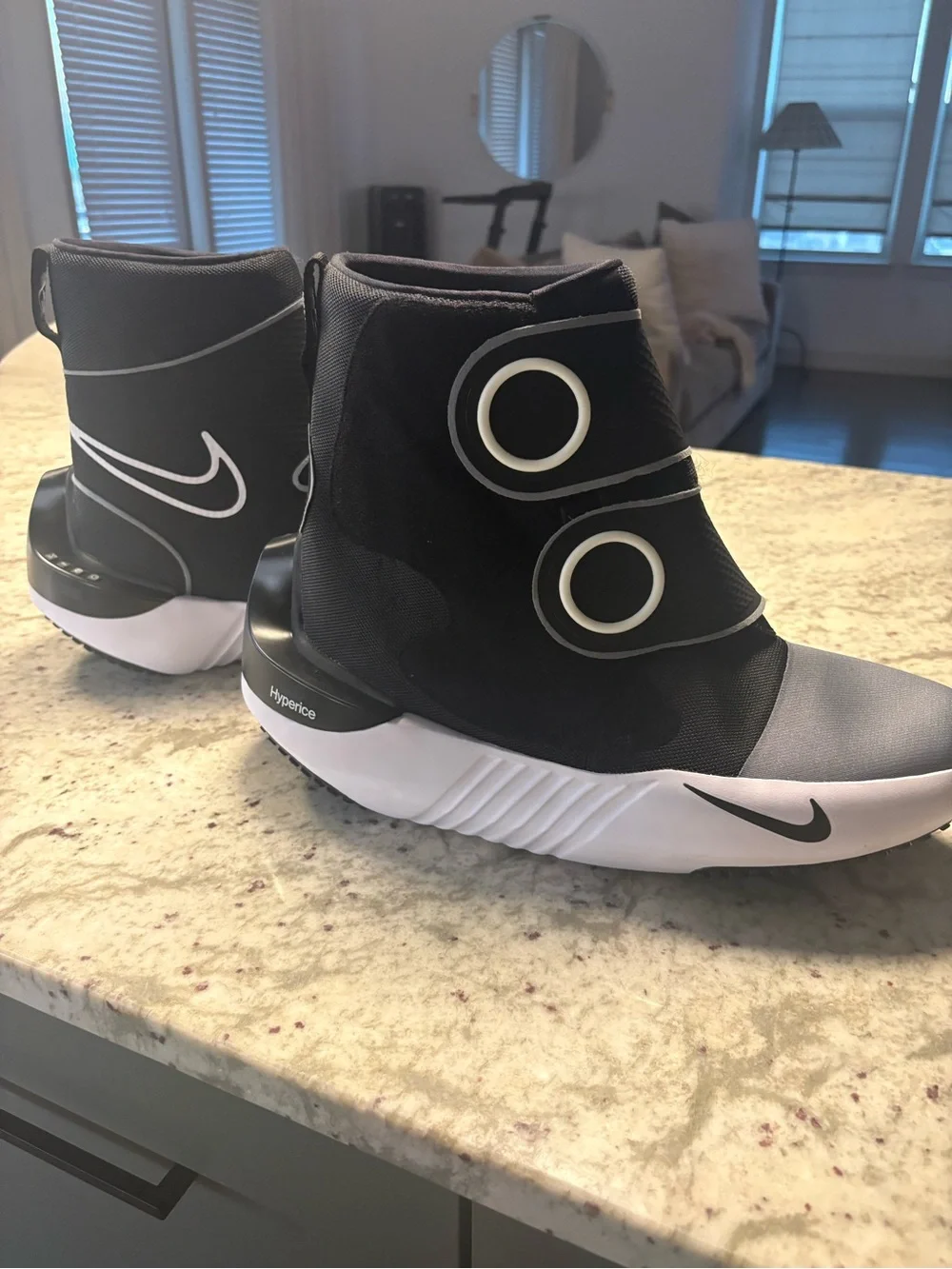 Nike Black and White High-Top Hyperice Sneakers